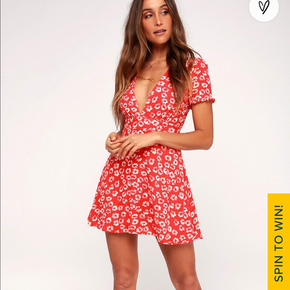 Garden Explorer Red Floral Print Mini Dress